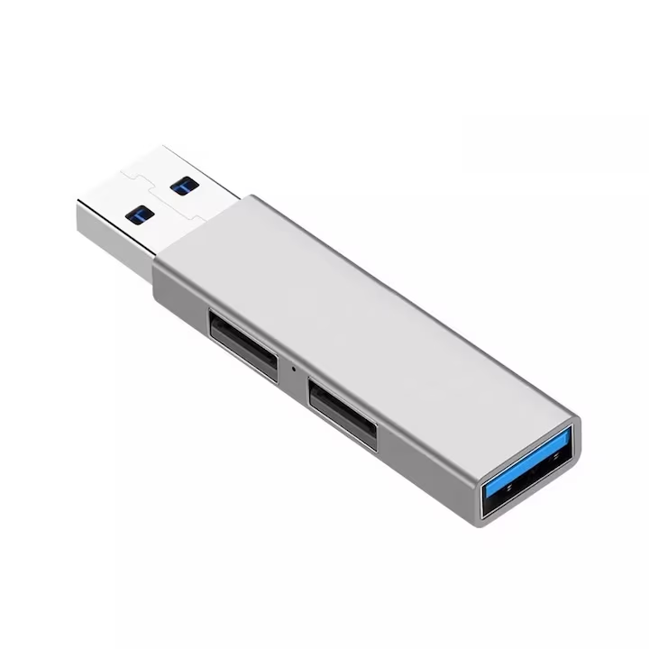 Hub USB 3.0, 3 x USB Port, Carcasa Aluminiu, Plug & Play, Argintiu, YULMI®
