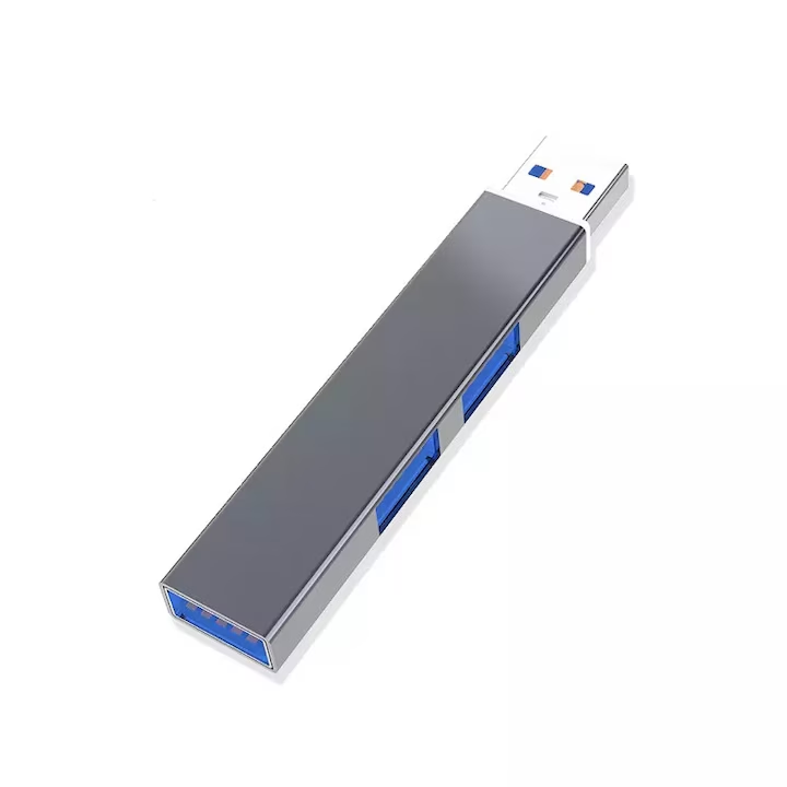 Hub USB 3.0, 3 x USB Port, Carcasa Aluminiu, Plug & Play, Gri, YULMI®