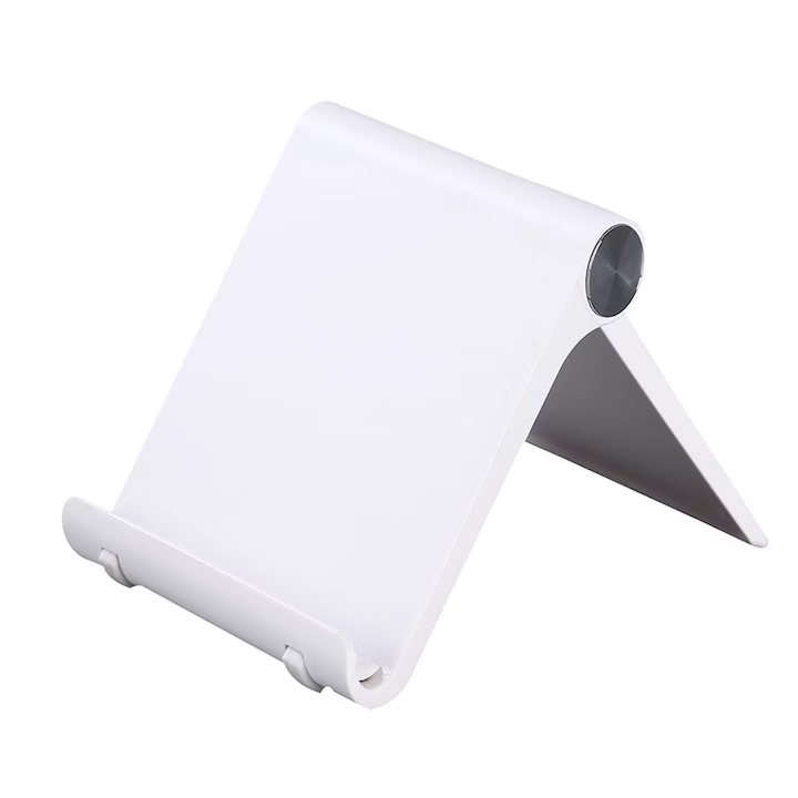 Suport de birou pentru telefon mobil / Suport de birou pentru tabletă / Stand pliant pentru birou, Alb, YULMI®